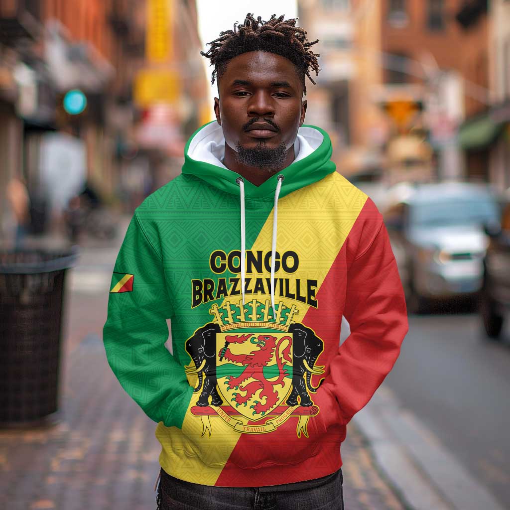 Personalized Republique du Congo Hoodie Coat Of Arms African Pattern - African Pride