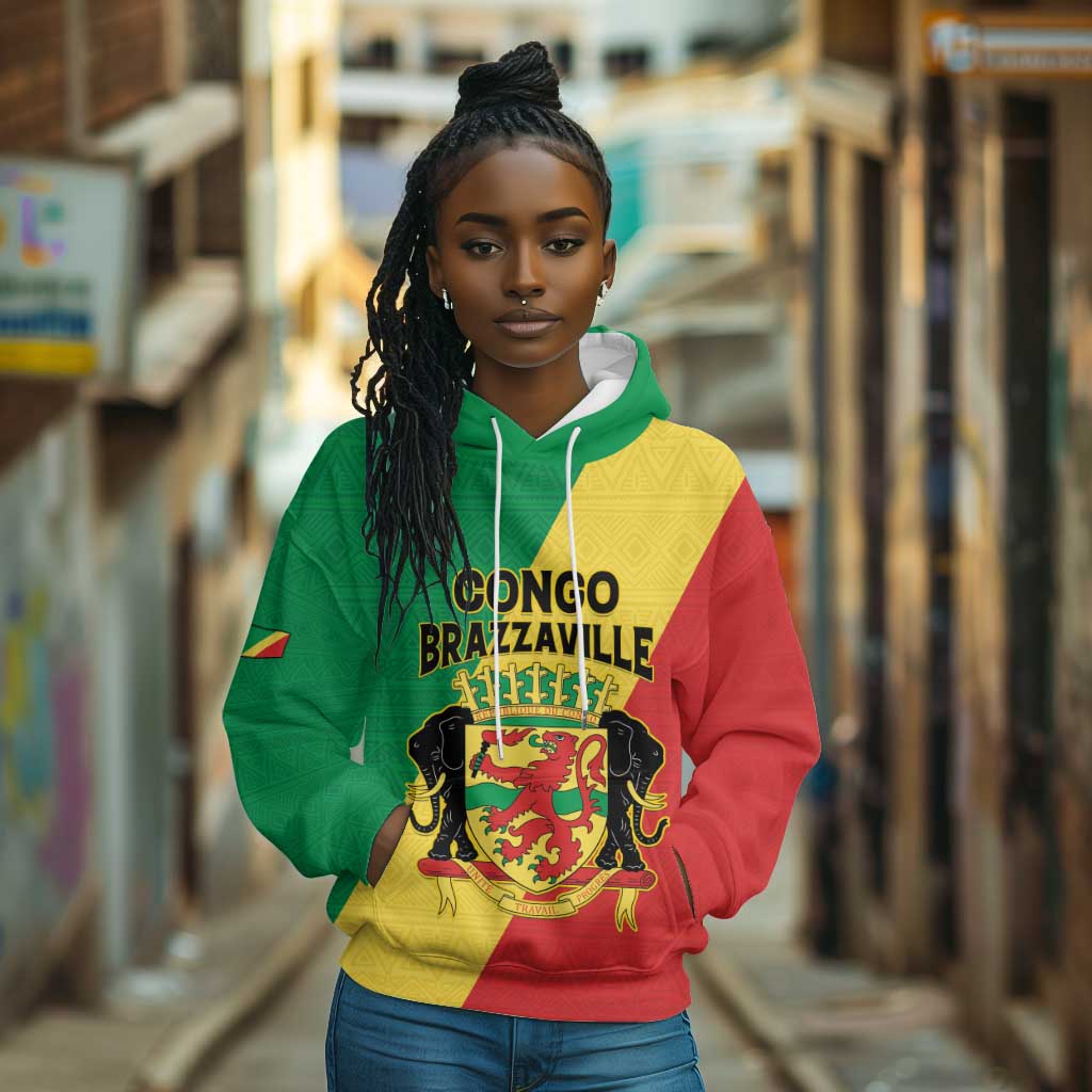 Personalized Republique du Congo Hoodie Coat Of Arms African Pattern - African Pride