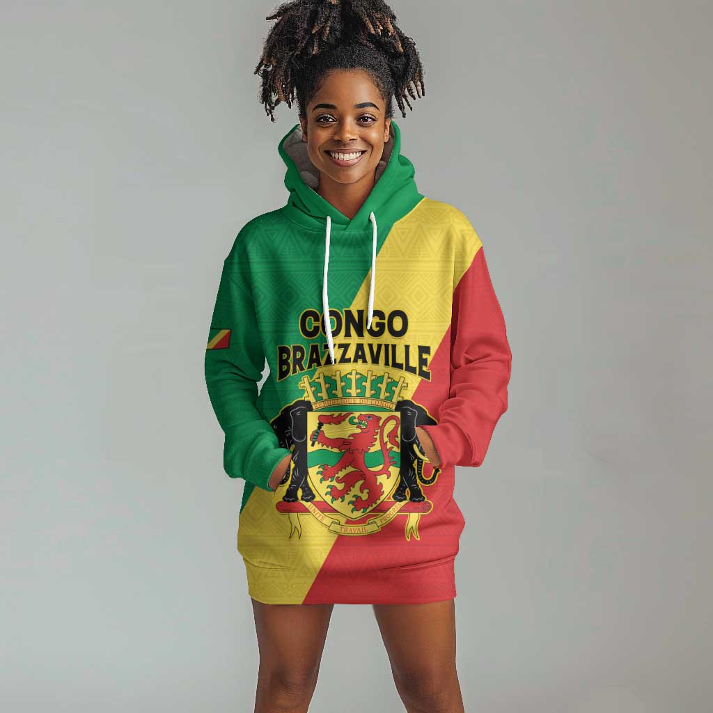Personalized Republique du Congo Hoodie Dress Coat Of Arms African Pattern - African Pride