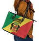 Republique du Congo Leather Tote Bag Coat Of Arms African Pattern - African Pride