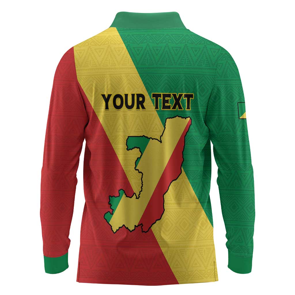 Personalized Republique du Congo Long Sleeve Polo Shirt Coat Of Arms African Pattern - African Pride