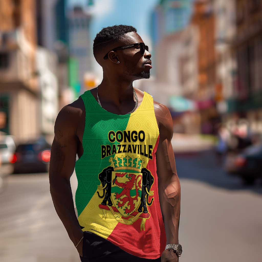 Personalized Republique du Congo Men Tank Top Coat Of Arms African Pattern - African Pride