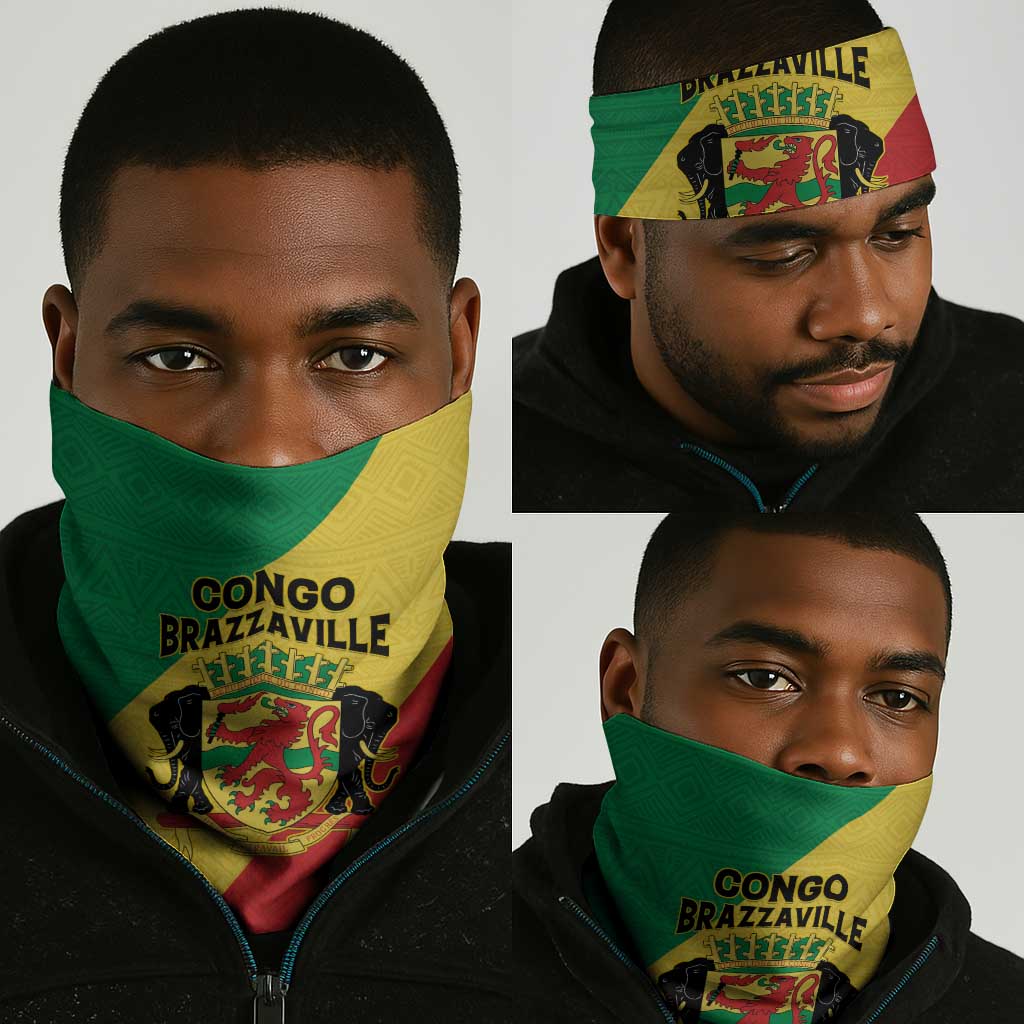 Republique du Congo Neck Gaiter Coat Of Arms African Pattern LT15