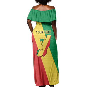 Personalized Republique du Congo Off Shoulder Maxi Dress Coat Of Arms African Pattern - African Pride