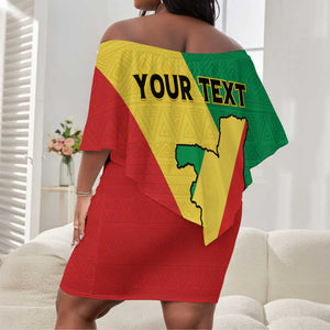 Personalized Republique du Congo Off Shoulder Short Dress Coat Of Arms African Pattern - African Pride