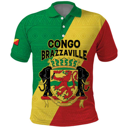 Personalized Republique du Congo Polo Shirt Coat Of Arms African Pattern - African Pride