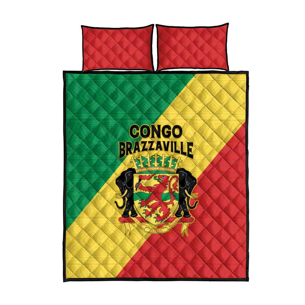 Republique du Congo Quilt Bed Set Coat Of Arms African Pattern - African Pride