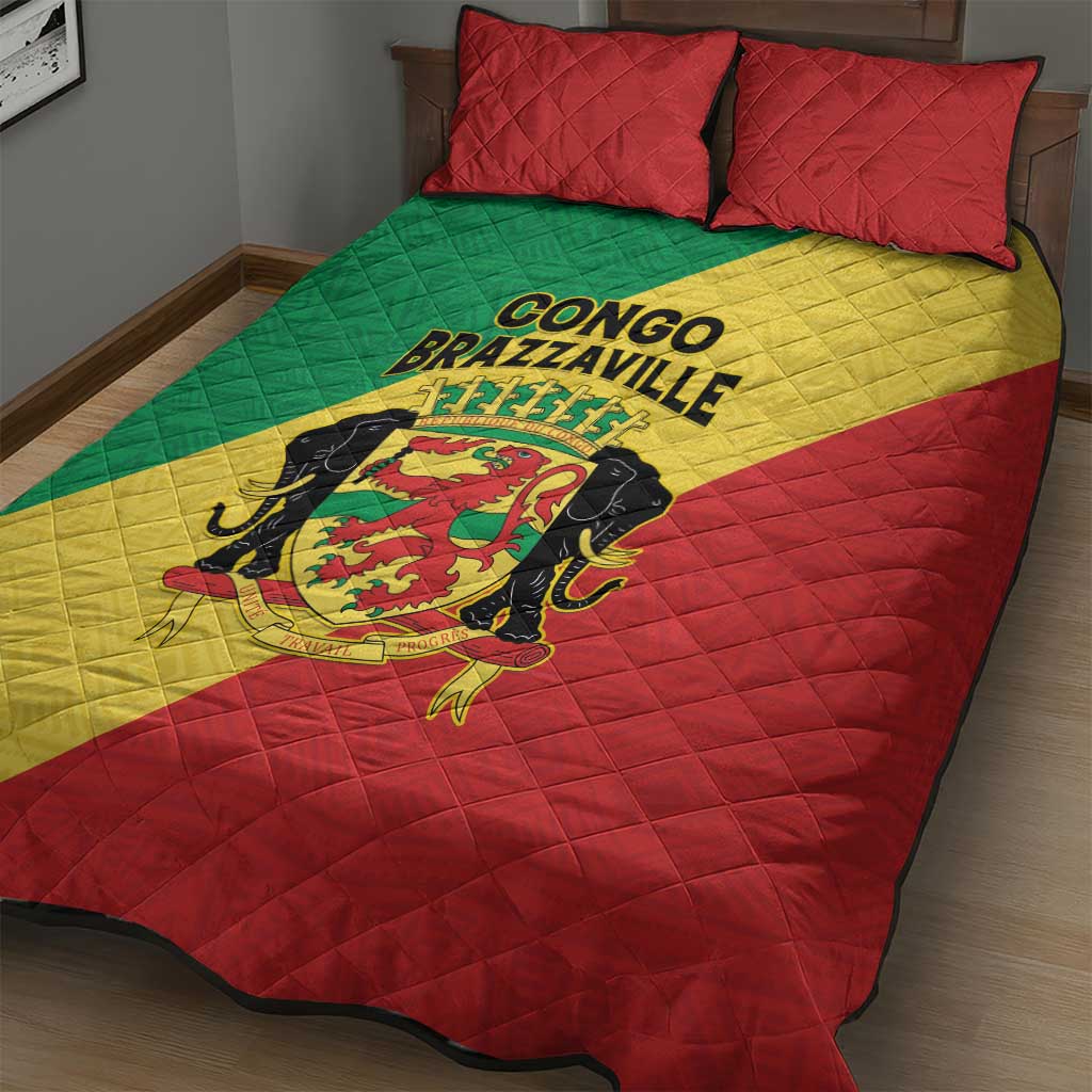 Republique du Congo Quilt Bed Set Coat Of Arms African Pattern - African Pride