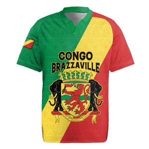 Personalized Republique du Congo Rugby Jersey Coat Of Arms African Pattern - African Pride