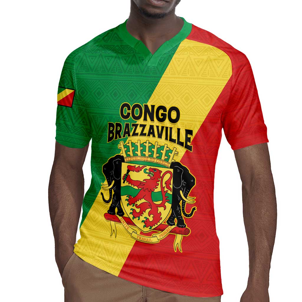 Personalized Republique du Congo Rugby Jersey Coat Of Arms African Pattern - African Pride