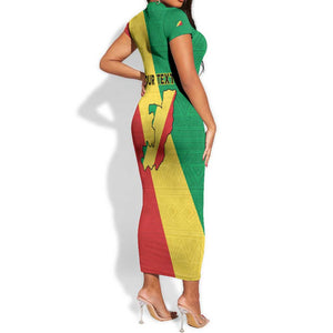 Personalized Republique du Congo Short Sleeve Bodycon Dress Coat Of Arms African Pattern - African Pride