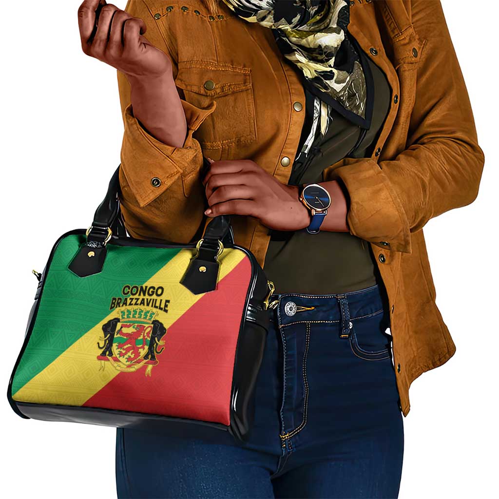 Republique du Congo Shoulder Handbag Coat Of Arms African Pattern - African Pride