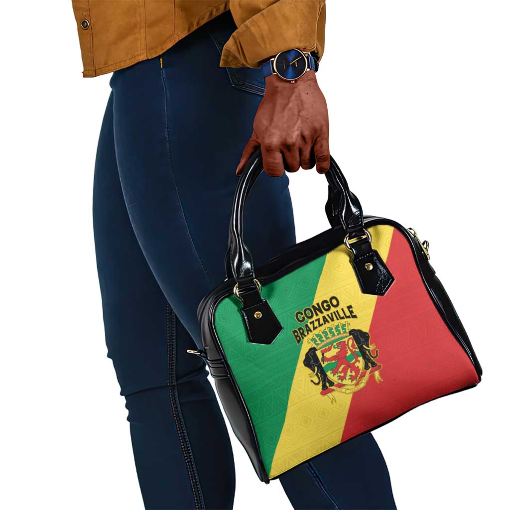 Republique du Congo Shoulder Handbag Coat Of Arms African Pattern - African Pride