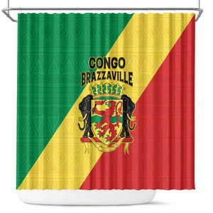 Republique du Congo Shower Curtain Coat Of Arms African Pattern - African Pride