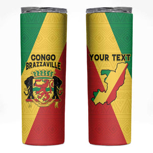Personalized Republique du Congo Skinny Tumbler Coat Of Arms African Pattern - African Pride