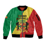 Personalized Republique du Congo Sleeve Zip Bomber Jacket Coat Of Arms African Pattern - African Pride