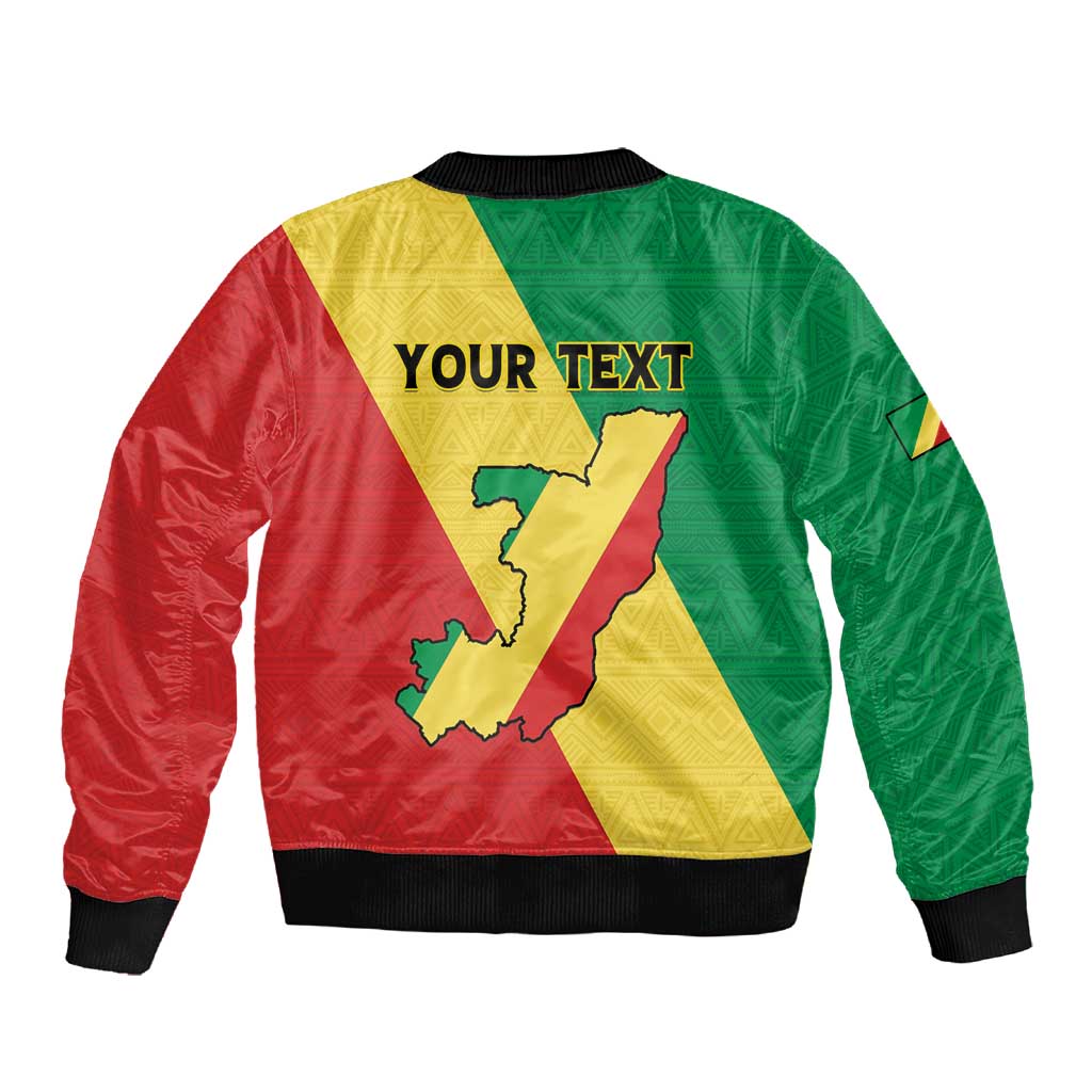 Personalized Republique du Congo Sleeve Zip Bomber Jacket Coat Of Arms African Pattern - African Pride