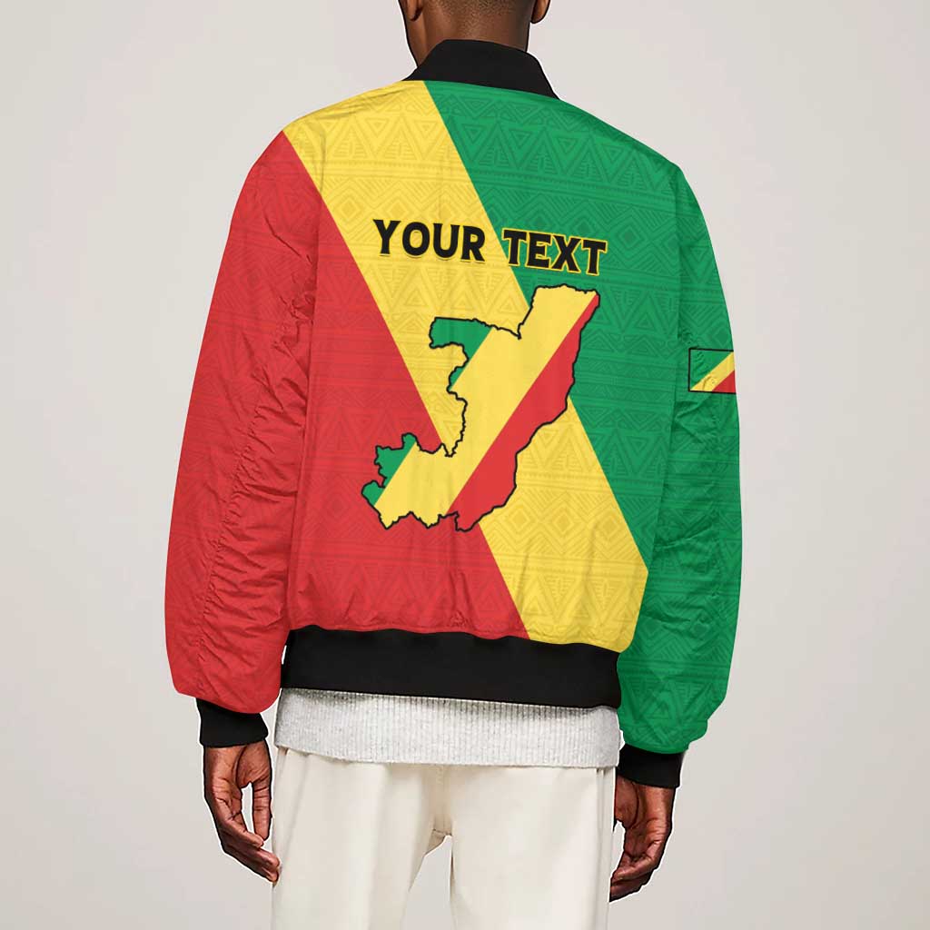 Personalized Republique du Congo Sleeve Zip Bomber Jacket Coat Of Arms African Pattern - African Pride
