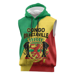 Personalized Republique du Congo Sleeveless Hoodie Coat Of Arms African Pattern - African Pride