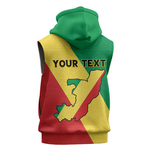 Personalized Republique du Congo Sleeveless Zip Hoodie Coat Of Arms African Pattern - African Pride