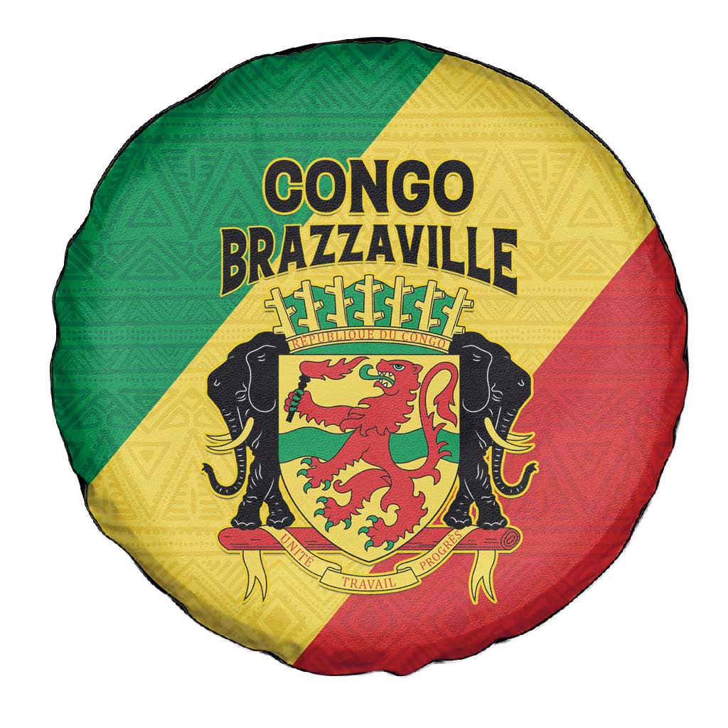 Republique du Congo Spare Tire Cover Coat Of Arms African Pattern - African Pride