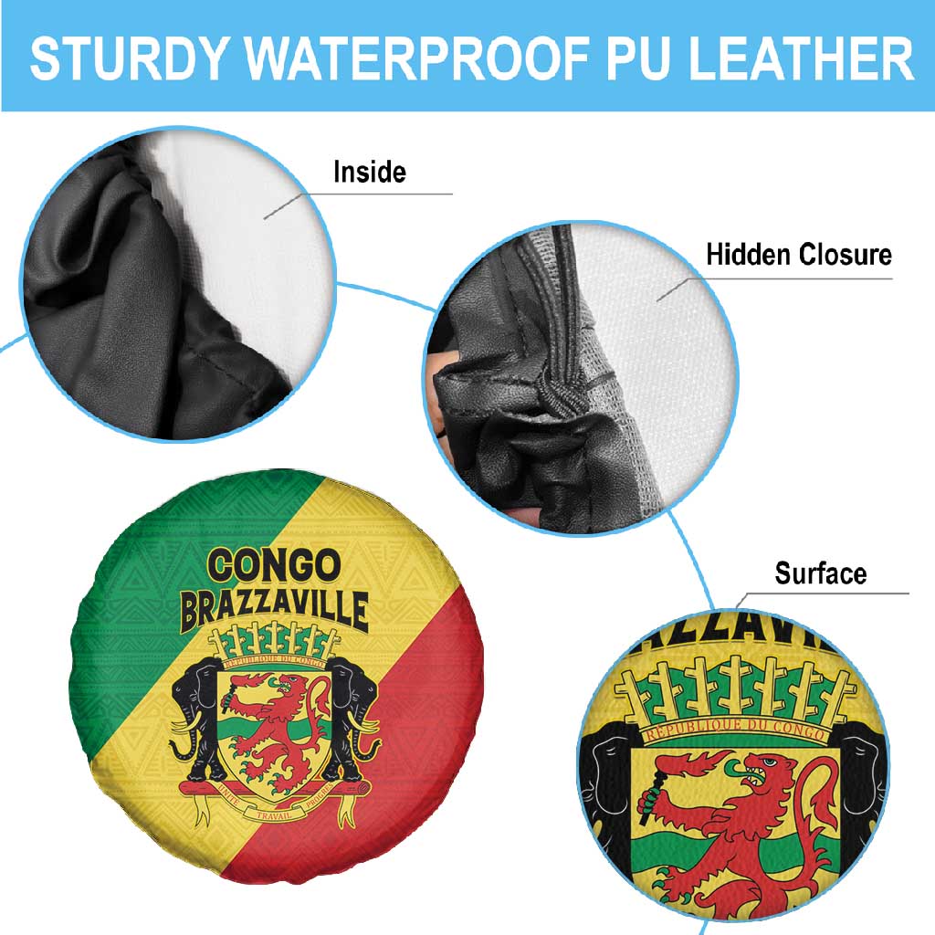Republique du Congo Spare Tire Cover Coat Of Arms African Pattern - African Pride