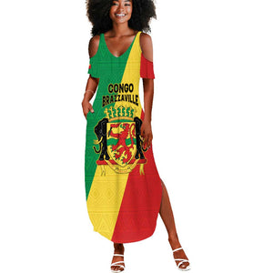 Personalized Republique du Congo Summer Maxi Dress Coat Of Arms African Pattern - African Pride