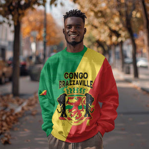 Personalized Republique du Congo Sweatshirt Coat Of Arms African Pattern - African Pride