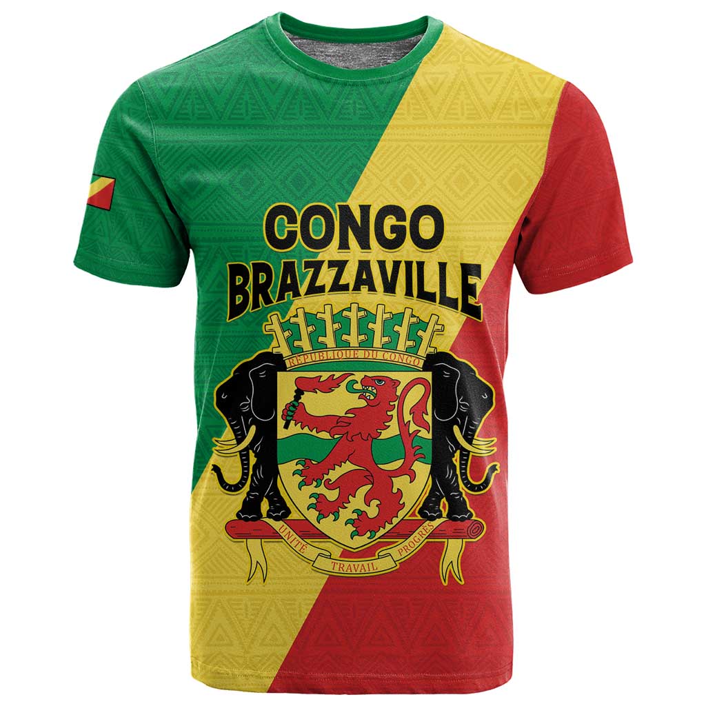 Personalized Republique du Congo T shirt Coat Of Arms African Pattern - African Pride