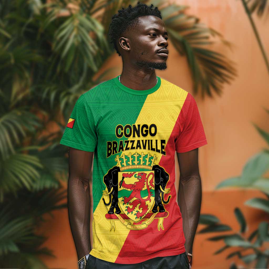 Personalized Republique du Congo T shirt Coat Of Arms African Pattern - African Pride