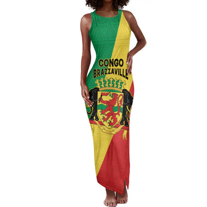 Personalized Republique du Congo Tank Maxi Dress Coat Of Arms African Pattern - African Pride