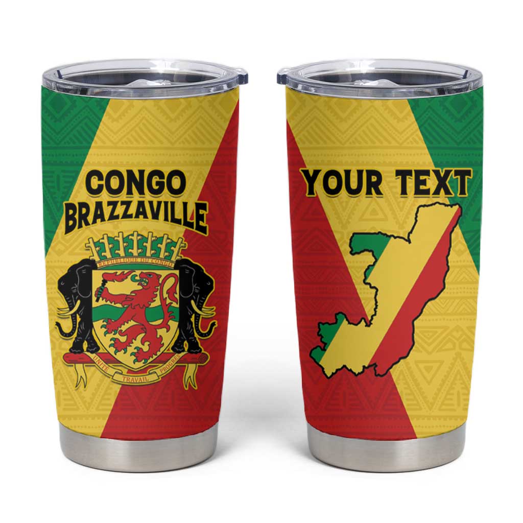 Personalized Republique du Congo Tumbler Cup Coat Of Arms African Pattern - African Pride