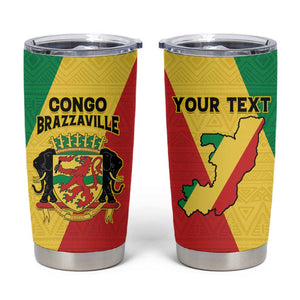 Personalized Republique du Congo Tumbler Cup Coat Of Arms African Pattern - African Pride