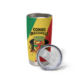 Personalized Republique du Congo Tumbler Cup Coat Of Arms African Pattern - African Pride