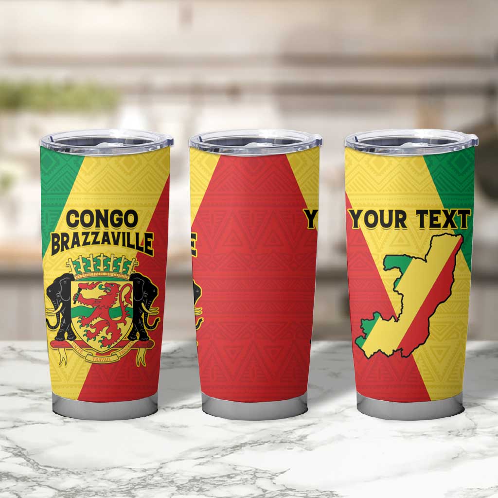 Personalized Republique du Congo Tumbler Cup Coat Of Arms African Pattern - African Pride