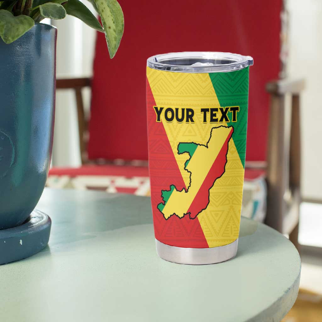 Personalized Republique du Congo Tumbler Cup Coat Of Arms African Pattern - African Pride