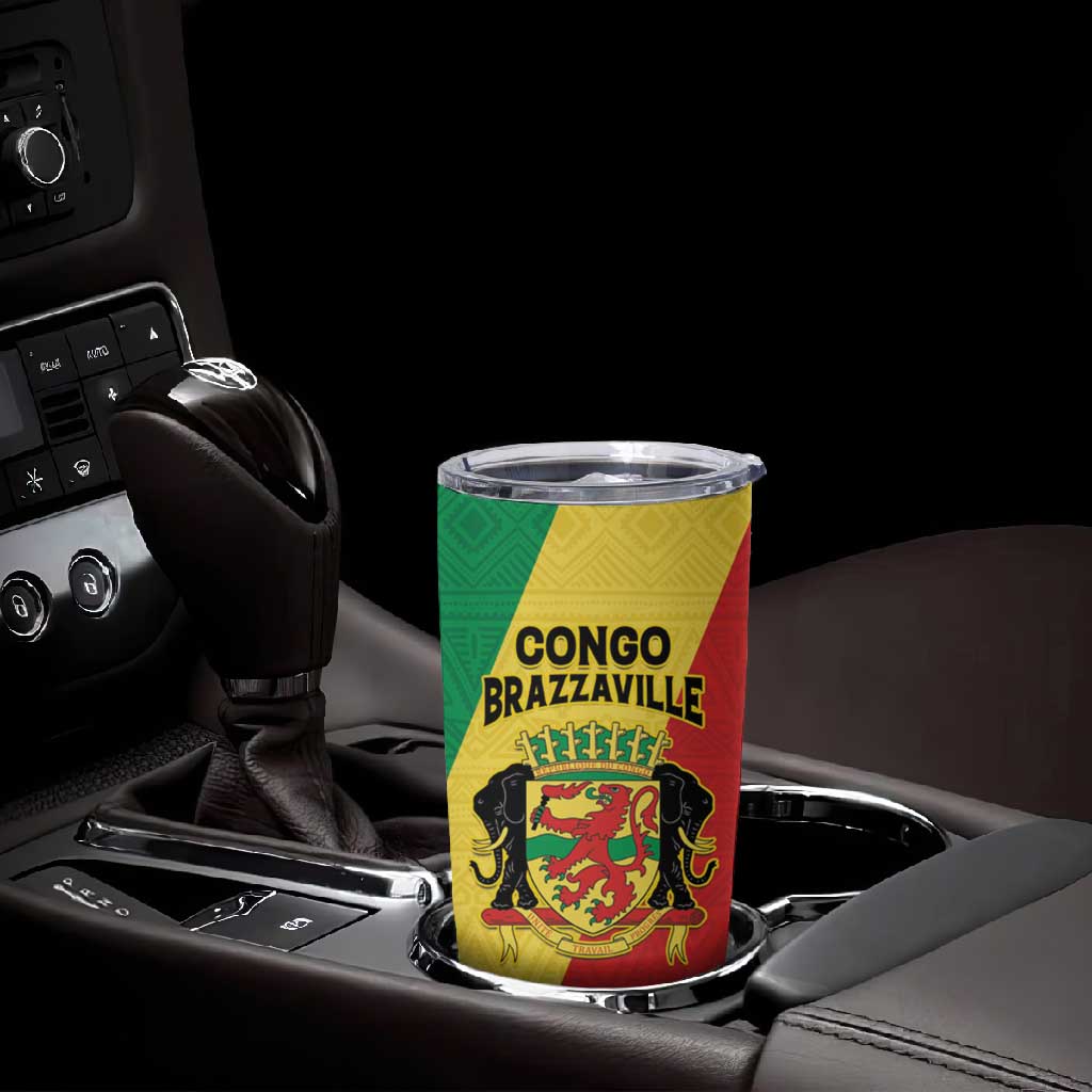 Personalized Republique du Congo Tumbler Cup Coat Of Arms African Pattern - African Pride