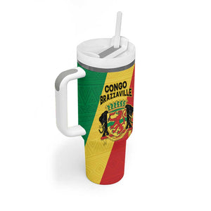 Personalized Republique du Congo Tumbler With Handle Coat Of Arms African Pattern - African Pride