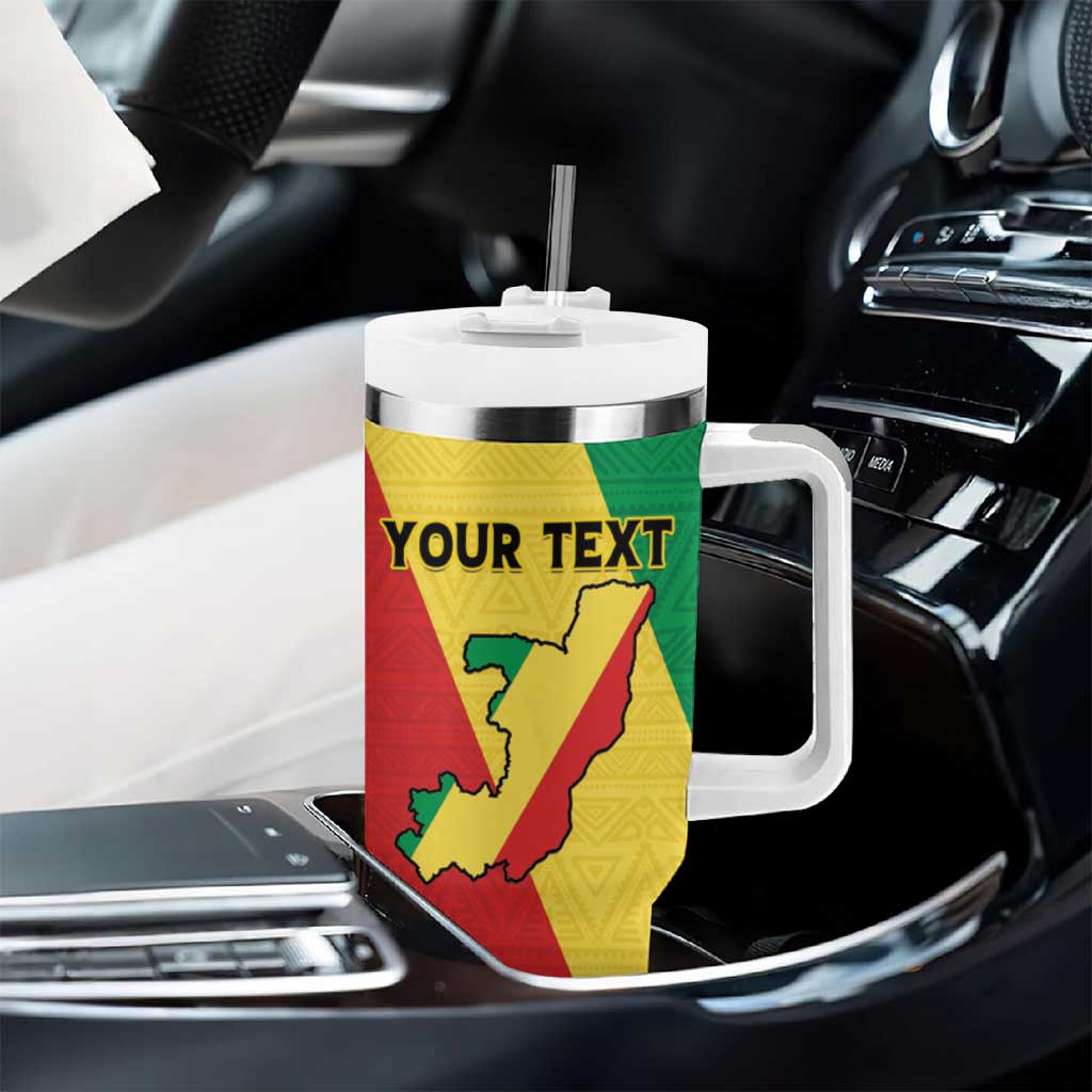 Personalized Republique du Congo Tumbler With Handle Coat Of Arms African Pattern - African Pride