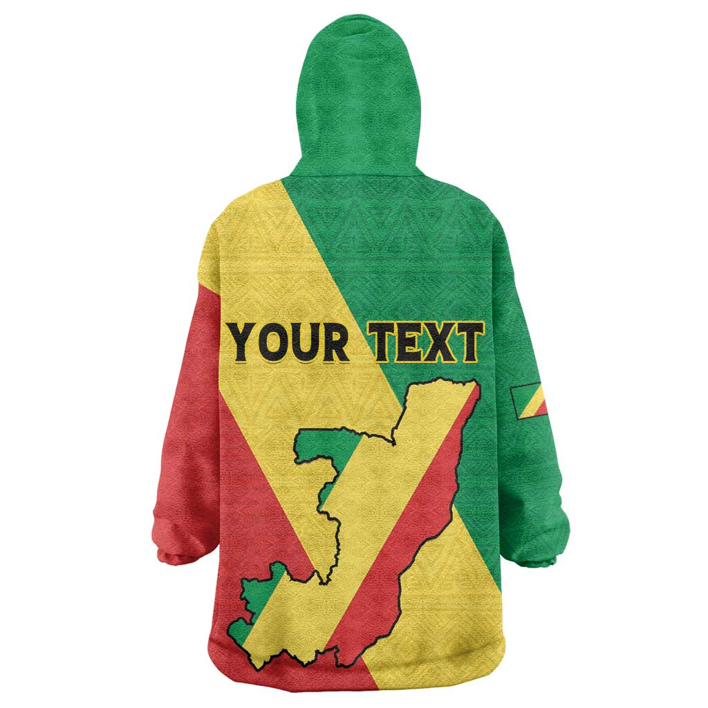 Personalized Republique du Congo Wearable Blanket Hoodie Coat Of Arms African Pattern - African Pride