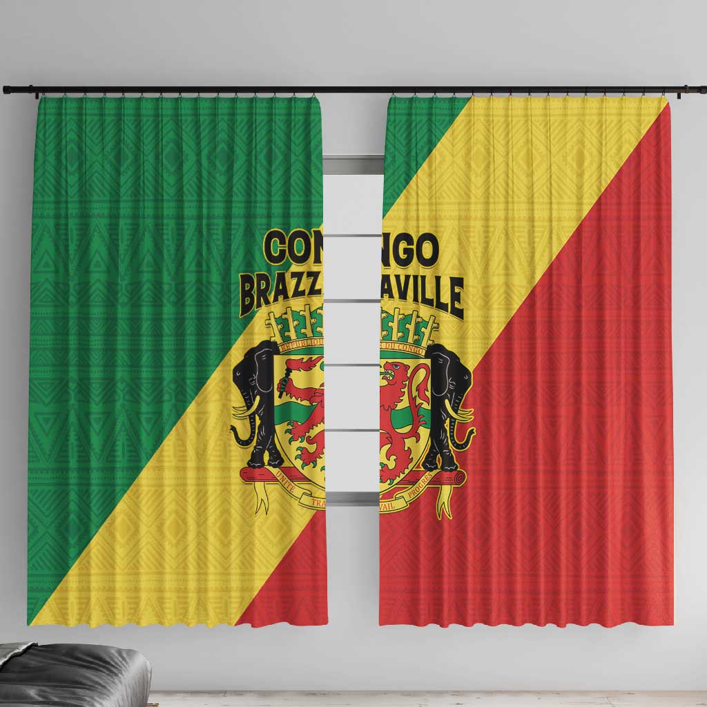 Republique du Congo Window Curtain Coat Of Arms African Pattern - African Pride