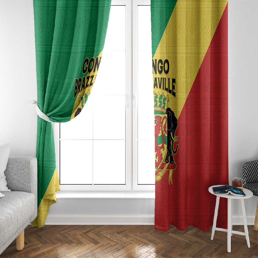 Republique du Congo Window Curtain Coat Of Arms African Pattern - African Pride