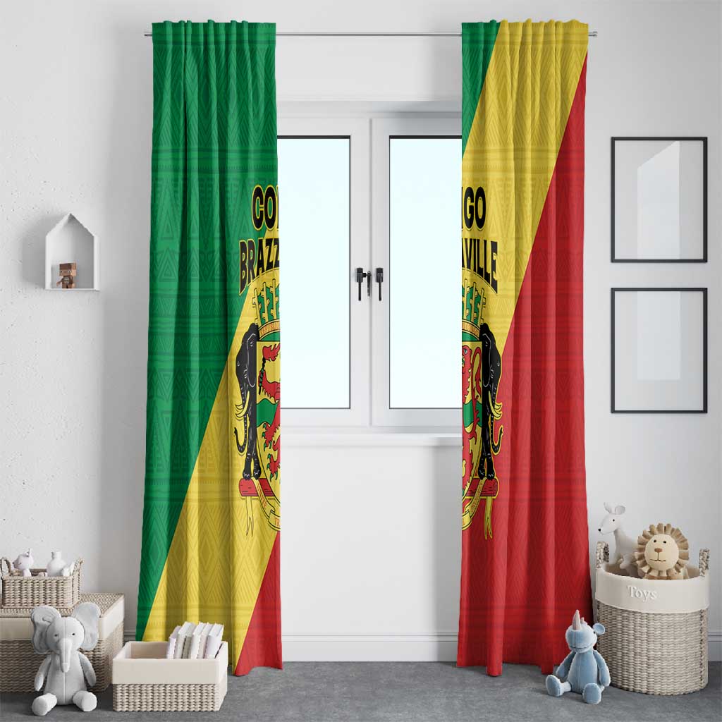 Republique du Congo Window Curtain Coat Of Arms African Pattern - African Pride