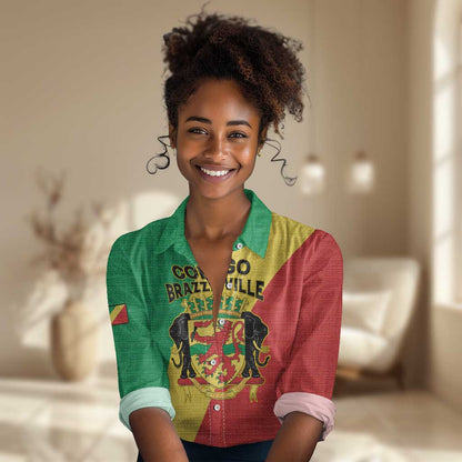Personalized Republique du Congo Women Casual Shirt Coat Of Arms African Pattern - African Pride
