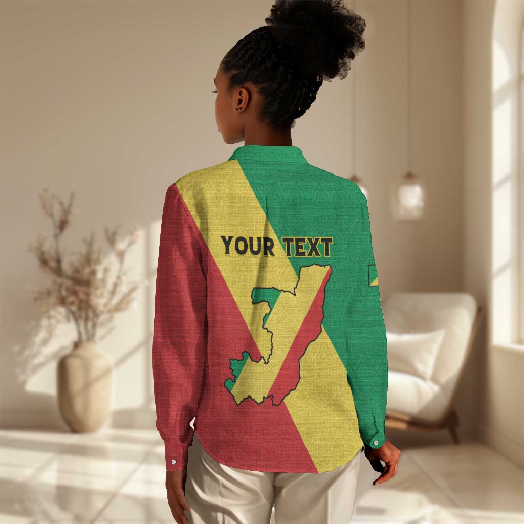 Personalized Republique du Congo Women Casual Shirt Coat Of Arms African Pattern - African Pride