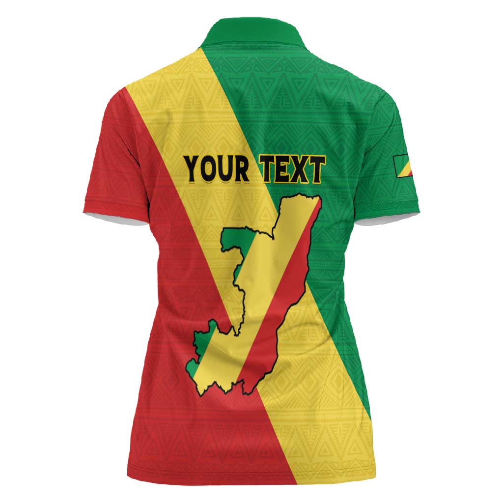 Personalized Republique du Congo Women Polo Shirt Coat Of Arms African Pattern - African Pride