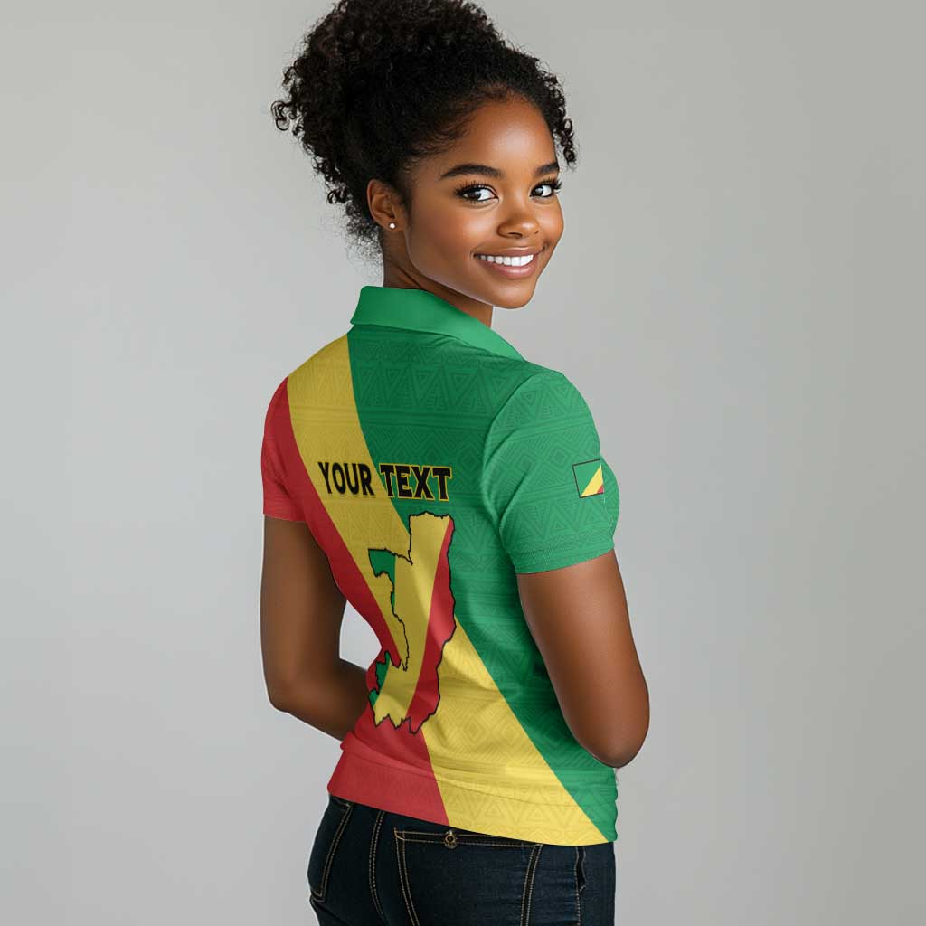 Personalized Republique du Congo Women Polo Shirt Coat Of Arms African Pattern - African Pride