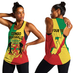 Personalized Republique du Congo Women Racerback Tank Coat Of Arms African Pattern - African Pride