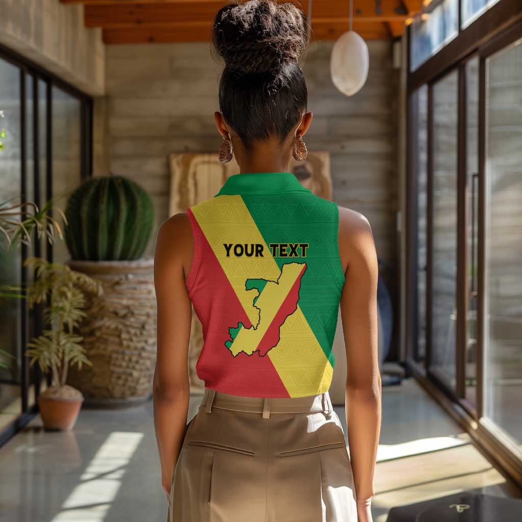 Personalized Republique du Congo Women Sleeveless Polo Shirt Coat Of Arms African Pattern - African Pride