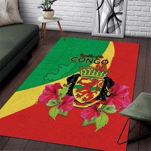 Personalized Congo-Brazzaville National Day Area Rug Coat Of Arms With Map - African Pride